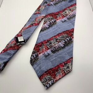 Endangered Species Zebra Print Silk Tie Made in USA Mens